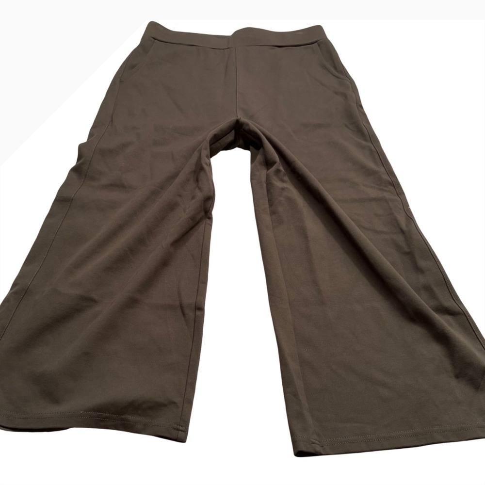 Y2K Olive Brown Wide Leg Cropped Gaucho Pants Culottes Size M
